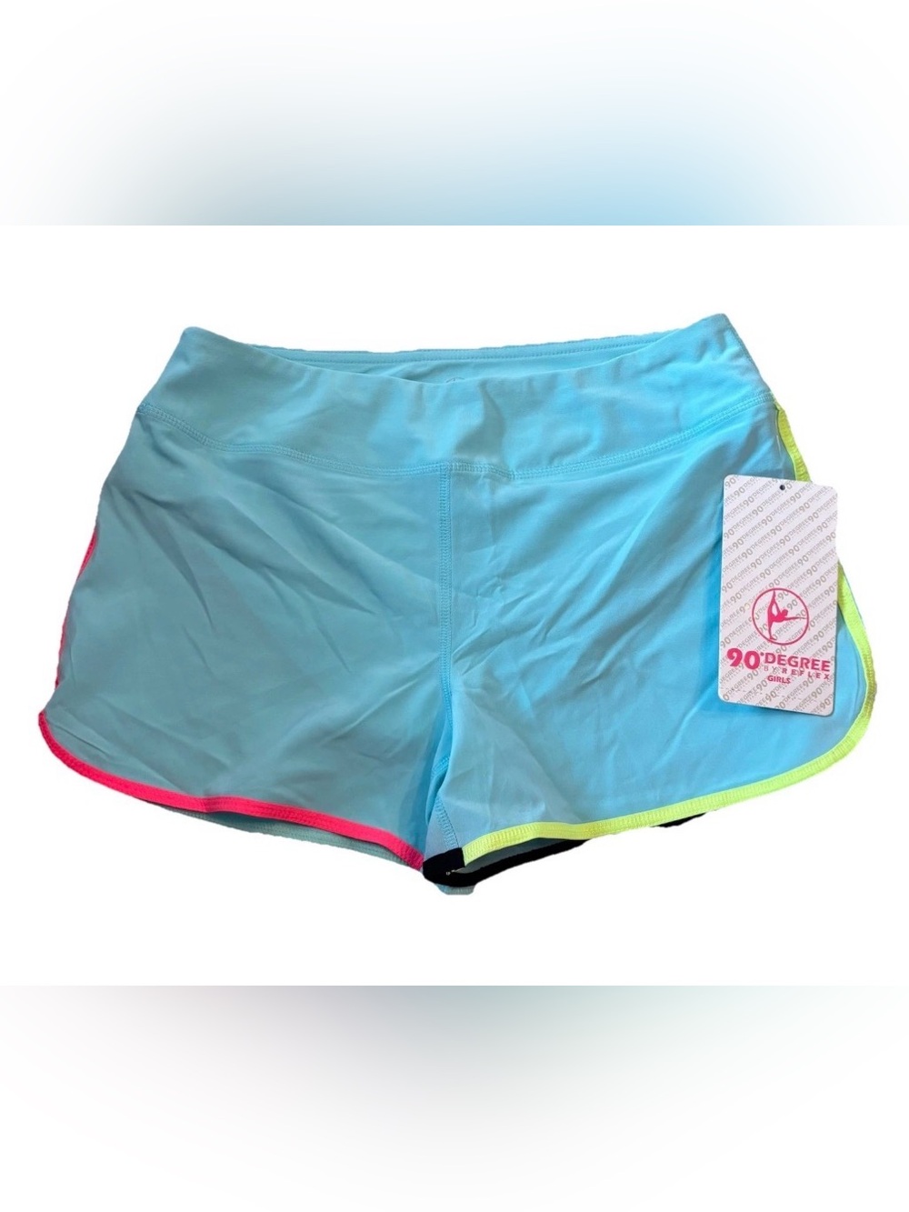 90 Degree By Reflex Girls Athletic Shorts With Built In Brief  Size Large (12)